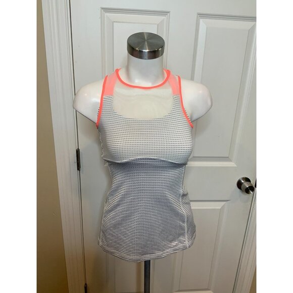 Lululemon Ready Set Sweat White Black Polka Dot Open Back Tank Top, Size 4 - Picture 1 of 6